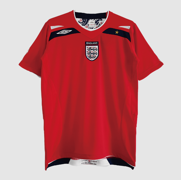 2008-10 England Retro Red Away Kit Soccer Jersey